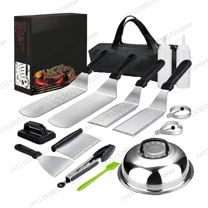 Camping Cooking Flat Top - Grillzubehör-Set mit flacher Grillplatte, 20-teiliges Outdoor-Teppanyaki-Grill-
