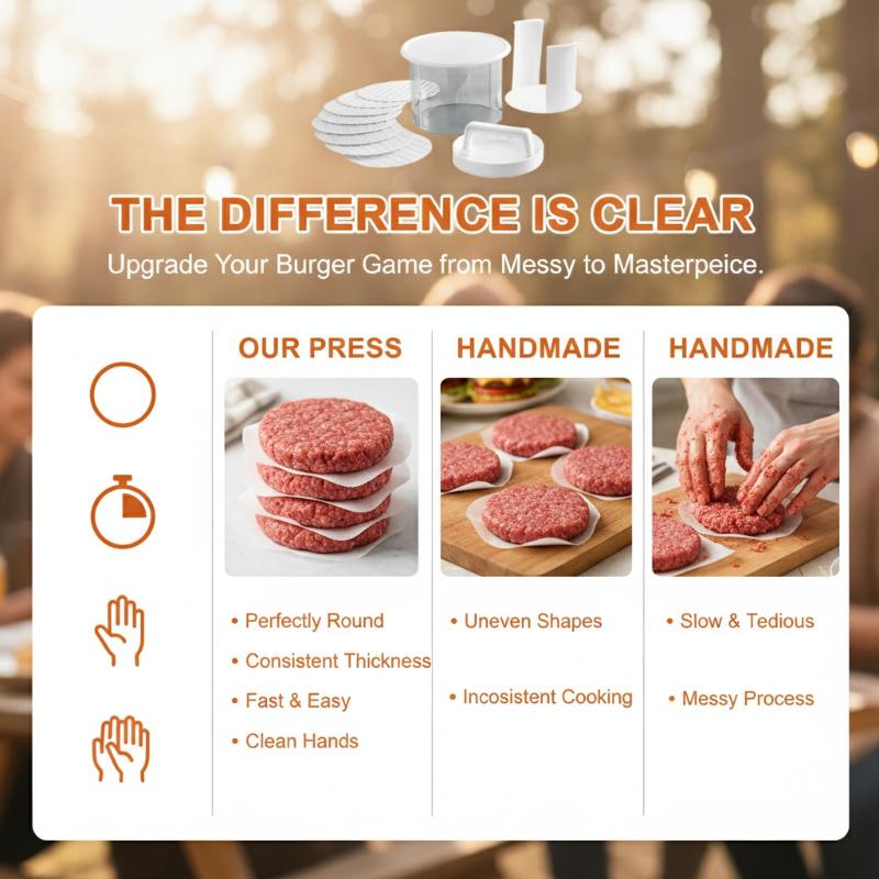 Camping Cooking Container - Burger-Patty-Maker, mehrschichtige, antihaftbeschichtete Form aus lebensmittelechtem